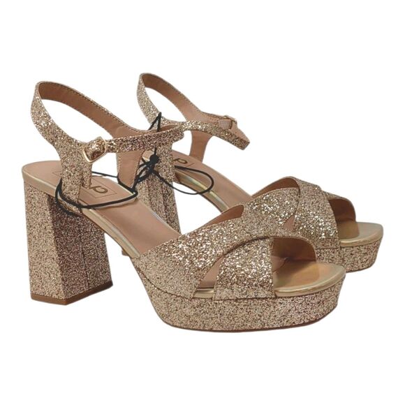 Pop Women's Size 10 M Cultured Heeled Sandals Gold tone Glitter Sparkles 10M - Picture 2 of 13